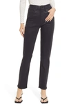 Le Jean Lara Coated Slim Straight-leg Jeans In Black Coated