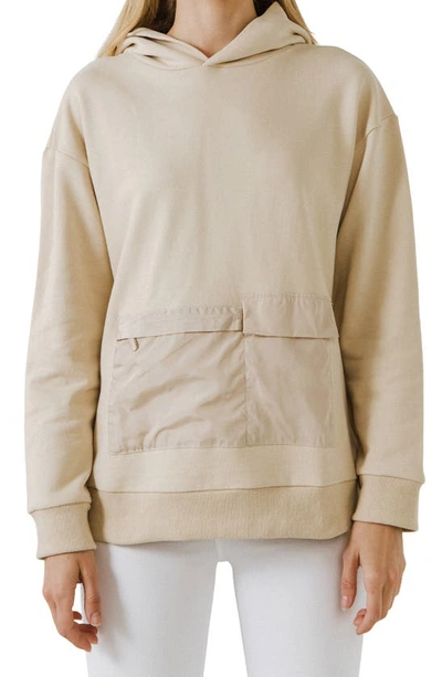 Grey Lab Contrast Pocket Hoodie In Beige