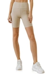 Grey Lab High Waist Bike Shorts In Khaki
