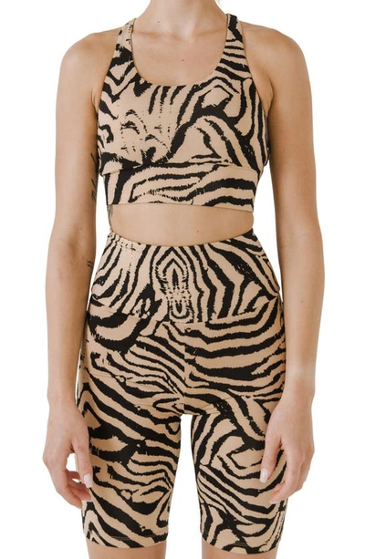 Grey Lab Animal Print Crop Tank In Beige/black