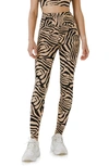 Grey Lab Animal Print High Waist Leggings In Beige/ Black