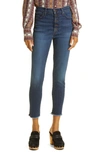 Veronica Beard Debbie High Waist Button Fly Fray Hem Skinny Jeans In Laguna