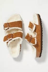 Birkenstock Arizona Shearling-lined Suede Sandals In Buff