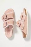 Birkenstock Arizona Shearling Womens Pink Clay Sandals In Pink