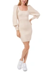 1.state Sparkle Knit Long Sleeve Sweater Minidress In Antique White