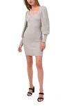 1.state Sparkle Knit Long Sleeve Sweater Minidress In Silver Heather