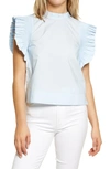 English Factory Ruffle Sleeve Top In Burgundy