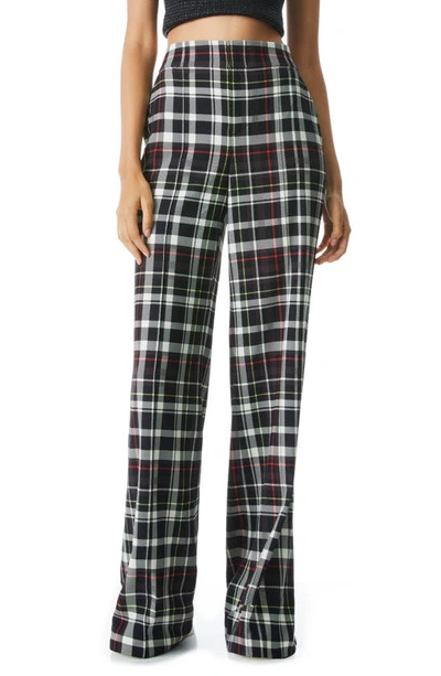 Alice And Olivia Dylan Checked Crepe Wide-leg Pants In Black | ModeSens