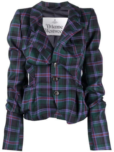 Vivienne Westwood Tartan Check Print Blazer In Purple | ModeSens