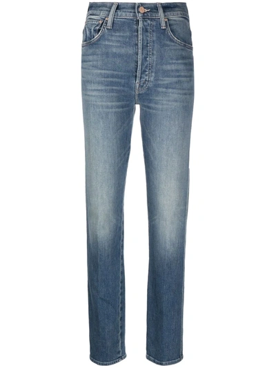 Mother Faded Straight-leg Jeans In Blue