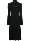 Off-white Black Knit Dress With Logo In Black