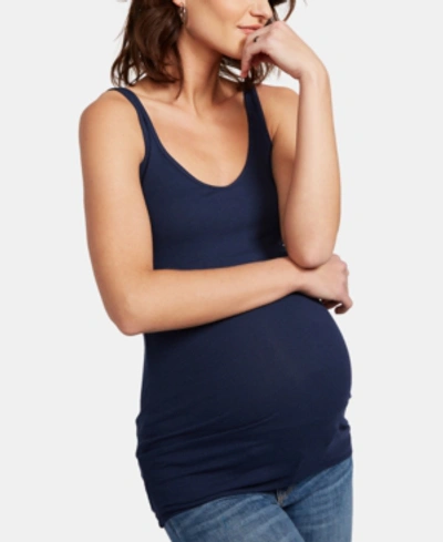 A Pea In The Pod Luxe Rib Knit Maternity Tank Top In Blue