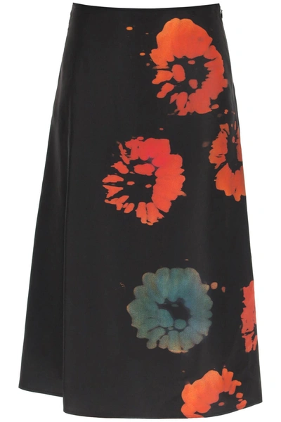 Marni Sunflower Print Fluid Viscose Skirt In Multi-colored