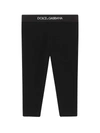 Dolce & Gabbana Logo Print Interlock Cotton Leggings In Nero