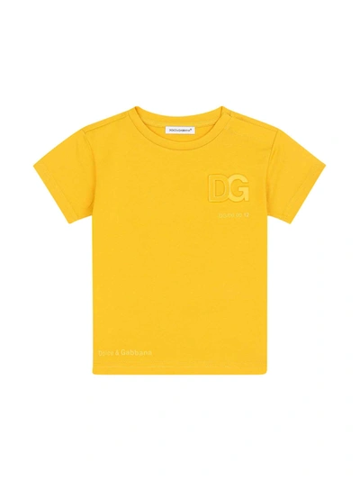Dolce & Gabbana Babies' Kids Cotton Logo T-shirt (3-30 Months) In Giallo