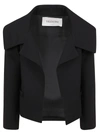 Valentino Oversized Collar Cropped Jacket In No Nero