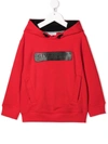GIVENCHY RED KIDS HOODIE BLACK LOGO APPLICATION,H25274 991