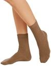 Hanro Luxurious Crew Socks In Cinnamon