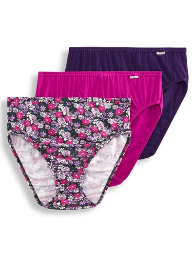 Jockey Plus Size Elance French Cut Brief 3-pack In Fuchsia,floral