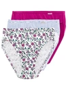 Jockey Elance French Cut 3 Pack Underwear 1485 1487, Extended Sizes In Meadow,purple,stripe