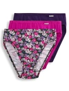 Jockey Elance Cotton Brief 3-pack 1484 In Fuchsia,floral,plum