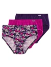 Jockey Elance Hipster 3-pack In Fuchsia,floral,plum