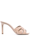 Saint Laurent Tribute 85mm Mule Sandals In Neutrals