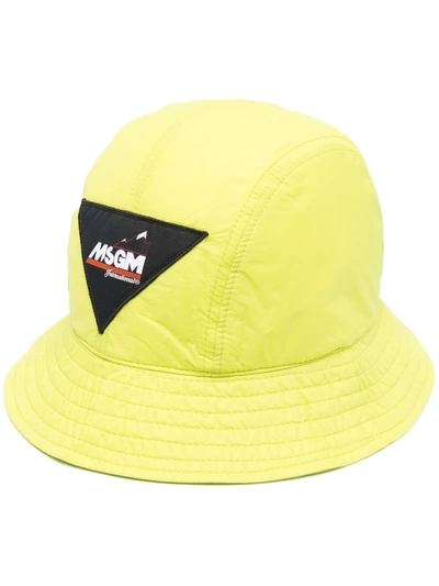 Msgm Logo-patch Cotton Bucket Hat In Green