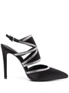 Ferragamo Delianne Crystal-embellished Slingback 105mm Pumps In Black