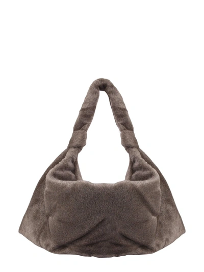 Lemaire Large Hairy Tote Bag In Marrone