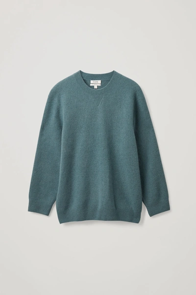 Cos Boiled Wool Jumper In Turquoise