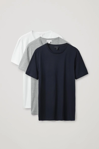 Cos 3-pack Regular-fit T-shirts In Blue