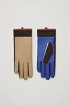 Cos Colour-block Leather Gloves In Blue