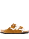 Birkenstock Arizona Shearling-lined Suede Sandals In Brown