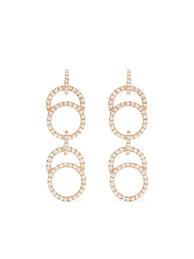COURBET 18KT RECYCLED ROSE GOLD CELESTE LABORATORY-GROWN DIAMOND PAVÉ SET DOUBLE HANGING EARRINGS