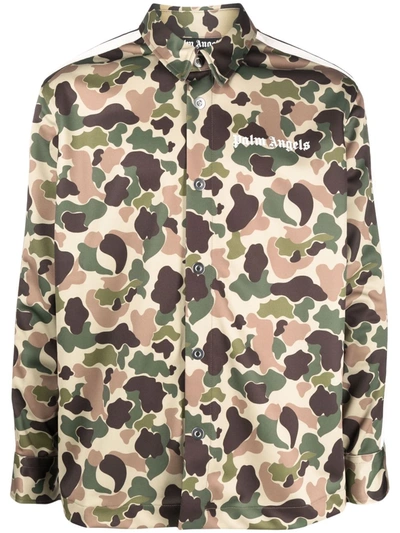 Palm Angels Camouflage-print Track Shirt In Green