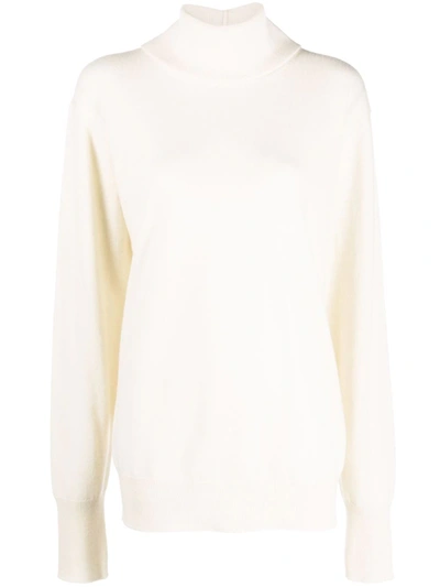 Jil Sander Roll Neck Cashmere Jumper In White