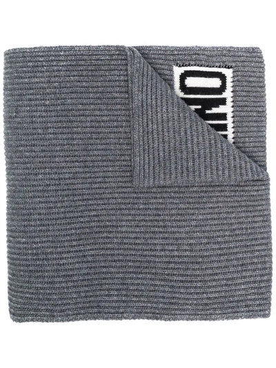 Moschino Logo-print Detail Scarf In Grey