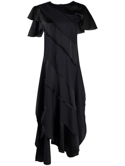 Plan C Asymmetric Panelled Dress In Black