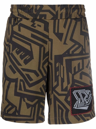 Mcq By Alexander Mcqueen Abstract-print Sweat Shorts In Green
