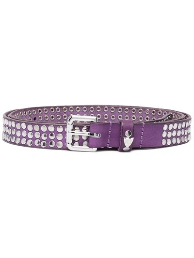 Htc Los Angeles Studded Buckle Leather Belt In Purple