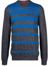 Hugo Boss Striped-knit Jumper In Grey