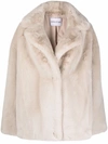 Stand Studio Notched-lapels Faux-fur Coat In White