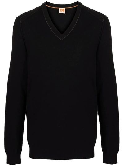 Hugo Boss Fine-knit Jumper In Black