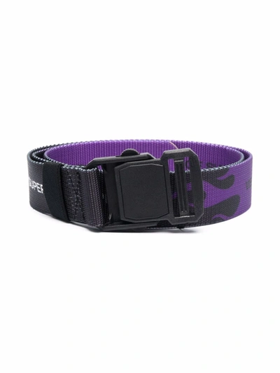 Vision Of Super Kids' Flame-print Buckle Belt In Black