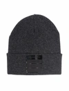 Paolo Pecora Fine Knit Logo-patch Beanie In Grey