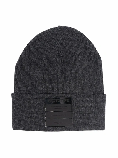 Paolo Pecora Kids' Fine Knit Logo-patch Beanie In Grey