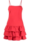 Likely Amica Tiered Ruffle Hem Minidress In Red