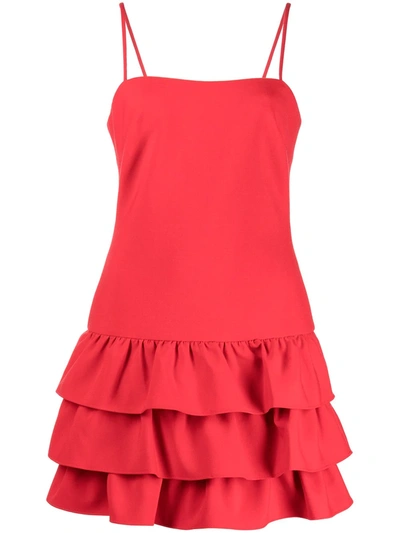 Likely Ruffled-hem Mini Dress In Red