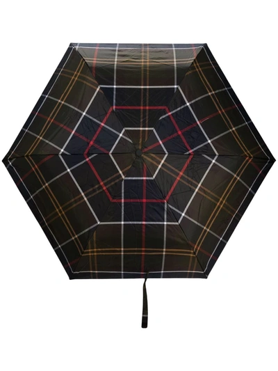 Barbour Tartan Checked Umbrella In Green